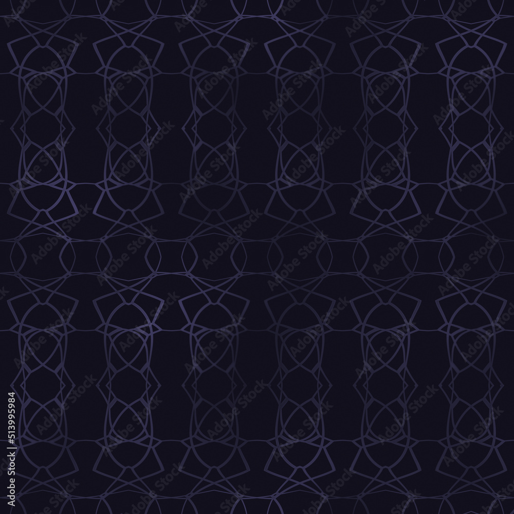 Fototapeta premium Decorative geometric motif. Luxurious minimalist ornamental material. Seamless pattern with thin mesh. Elegant wallpaper for web, business card, invitation, poster, textile print.