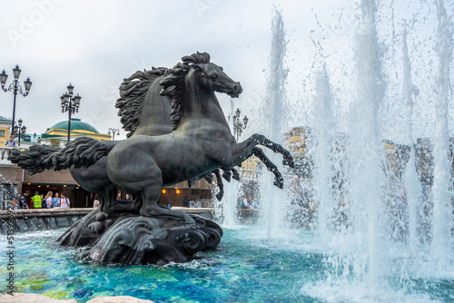 Fountain Four Seasons on Manezh Square in Moscow, Russia