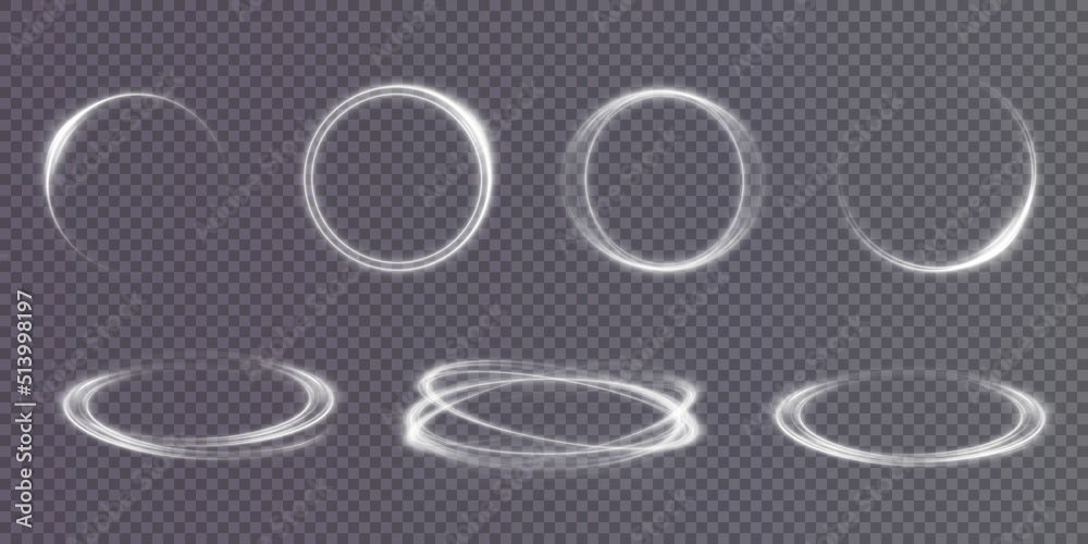 Light white Twirl. Curve light effect of white line. Luminous white circle. PNG Light white pedistal, podium, platform, table. Vector PNG.	