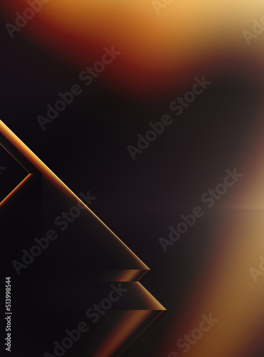 Geometric dynamic shapes. Technology digital template with shadows and lights on gradient background. Trendy simple geometric color gradient abstract background. 3D illustration.