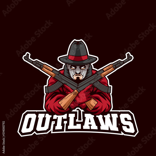 Outlaws With Gun Mascot Logo