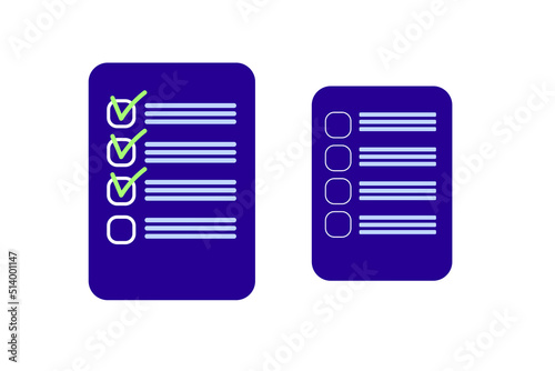 Blue check list icon, vector illustration isolated on white background