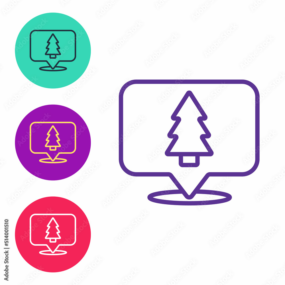 Set line Christmas tree icon isolated on white background. Merry Christmas and Happy New Year. Set icons colorful. Vector Set line Christmas tree icon isolated on white background. Merry Christmas and Happy New Year. Set icons colorful. Vector