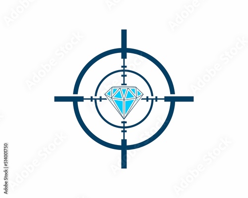 diamond gems in the sniper target vector logo