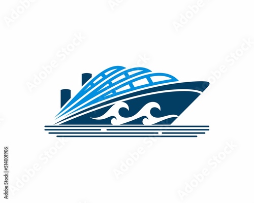 Cruise ship with ocean wave logo