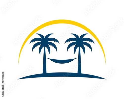Two palm tree with swoosh and swing