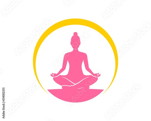 Women yoga with circle swoosh