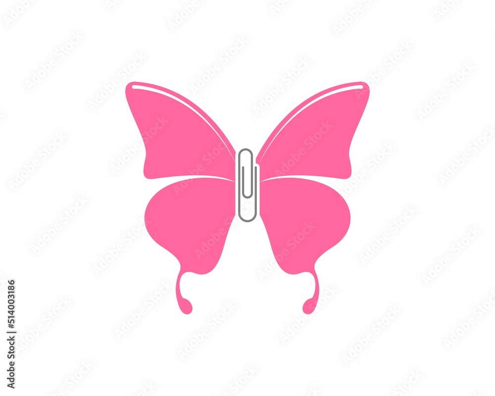 Flying paperclip with butterfly wing logo Flying paperclip with butterfly wing logo