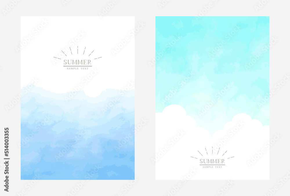 水彩風カード 夏イメージの背景イラスト / vector eps