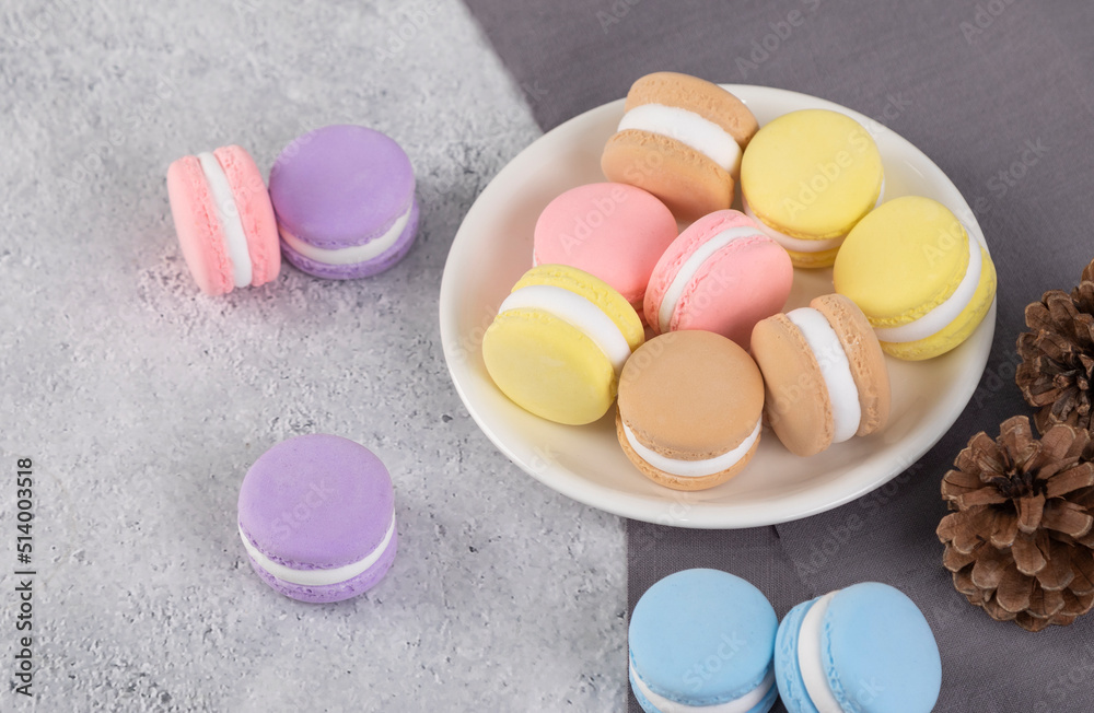 Obraz premium Colorful and delicious macaron cake