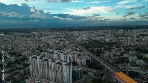 Bangalore City Aerial - Electronic city elevated highway. Bengaluru India