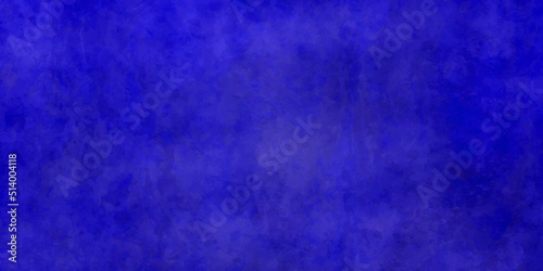 Dark Blue backdrop background, grunge texture in old vintage background design, black grungy distressed textured border and shiny metal center, painted dark blue wall texture.