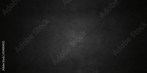 Dark black grunge textured concrete backdrop background. Panorama dark grey black slate background or texture. Vector black concrete texture. Stone wall background.