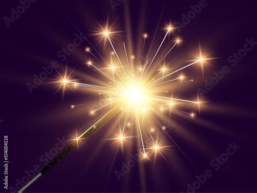 Vector illustration of sparklers on a transparent background.	