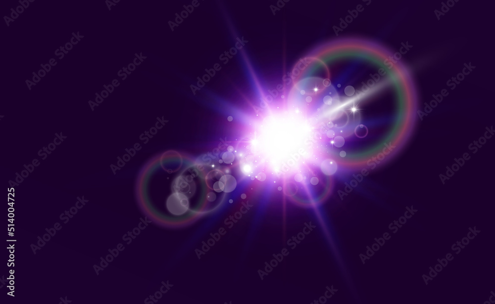 Obraz premium Bright beautiful star.Vector illustration of a light effect on a transparent background.