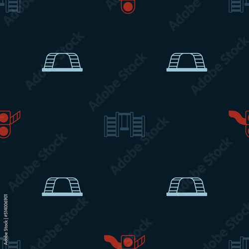 Set Slide playground, Swedish wall and Monkey bar on seamless pattern. Vector