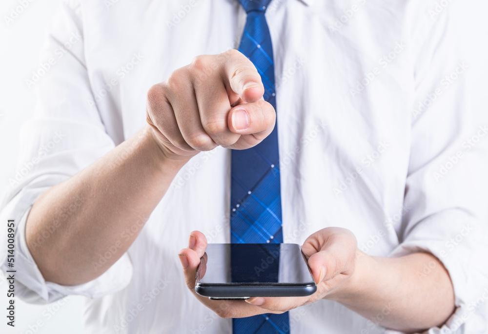 Men in formal suits play with their phones with their hands Men in formal suits play with their phones with their hands