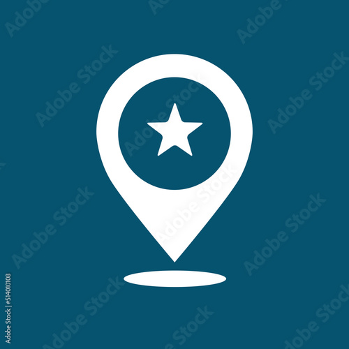 Map pointer with star - places optimization. Vector icon