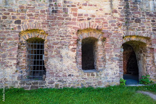 View of part of the Schwarzenfels castle ruins in the Main-Kinzig district in Hesse Germany