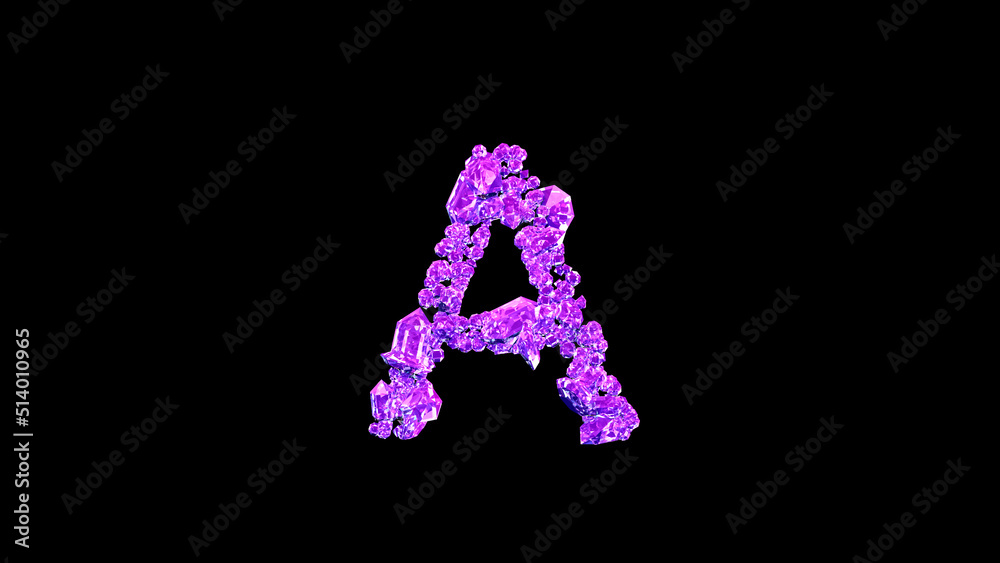 letter A made of purple luxury diamonds or symbol on black, isolated - object 3D rendering letter A made of purple luxury diamonds or symbol on black, isolated - object 3D rendering