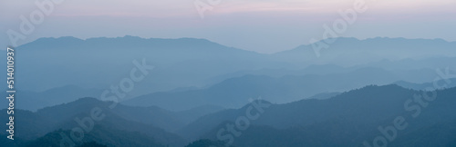 panorama view layer of mountain with sunrise background