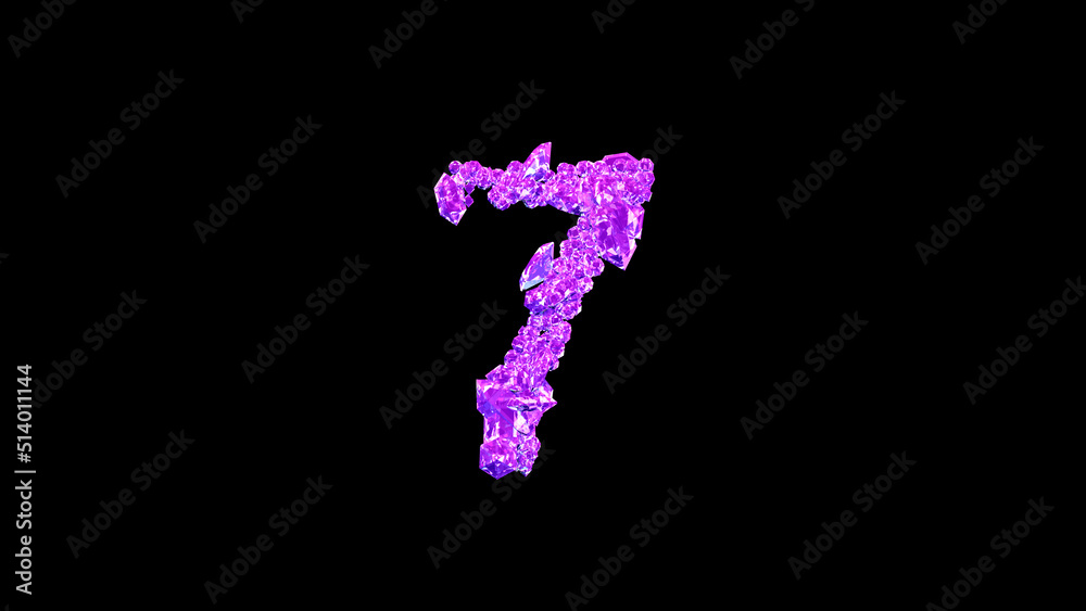 number 7 made of rose lux gemstones or symbol on black, isolated - object 3D illustration number 7 made of rose lux gemstones or symbol on black, isolated - object 3D illustration