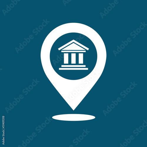 Bank here. Bank symbol and map pointer