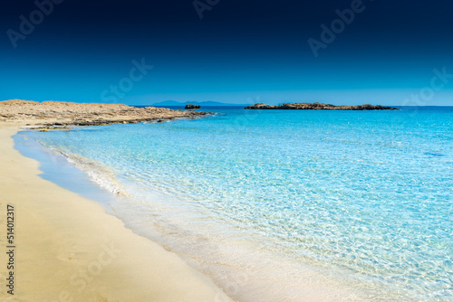 Amazing crystal clear water of Manganari beach, Ios Island, Greece