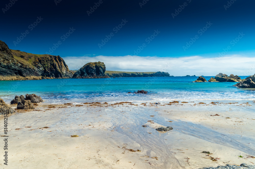 Amazing Kynance Cove beach with crystal clear water in Cornwall,  England