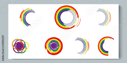 Rainbow Texture Semicircle and Circle Symbol