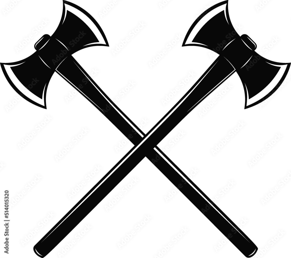 Crossed Double Bit Axe in Vector Stock Vector Adobe Stock