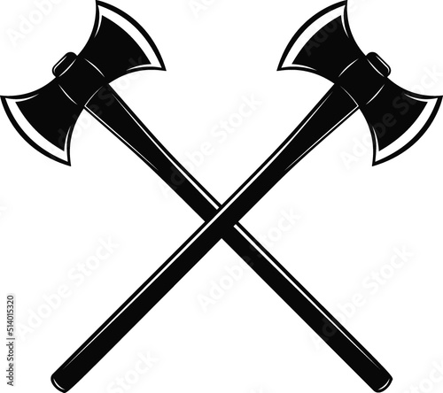 Crossed Double Bit Axe in Vector