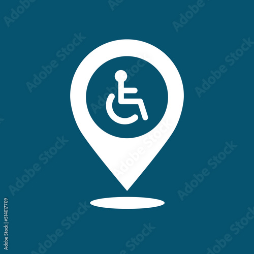 Handicapped icon in a blue map marker vector icon.