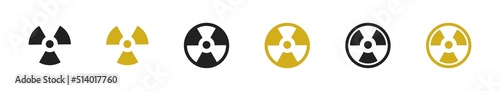 Radiation sign collection on white background. Radiation hazard icon set. Vector illustration.