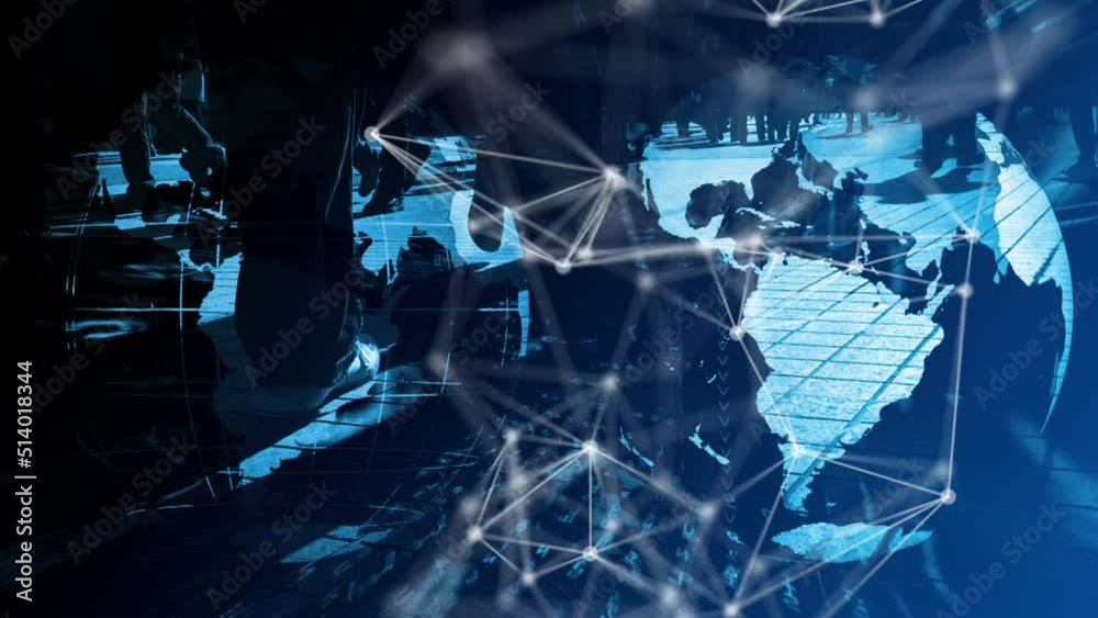 Particle world with a growing global network Global Business digital globe with connection data lines and particles Particle world with a growing global network Global Business digital globe with connection data lines and particles