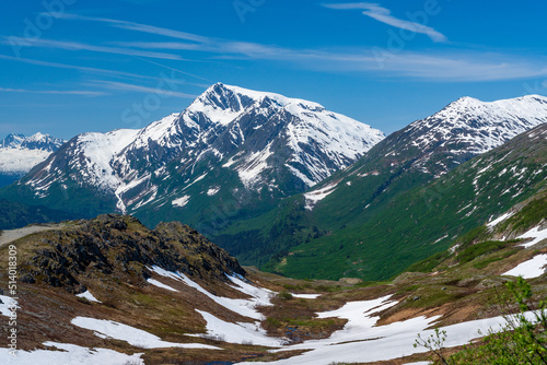 View of majestic mountains of Thompson Pass near Valdez in Alaska