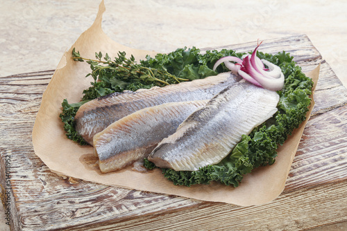 Marinated Herring fillet with onion