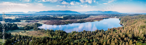 Kirchsee Lake  Kloster Reutberg  Bavarian Alps 4K Aerial Drone flight