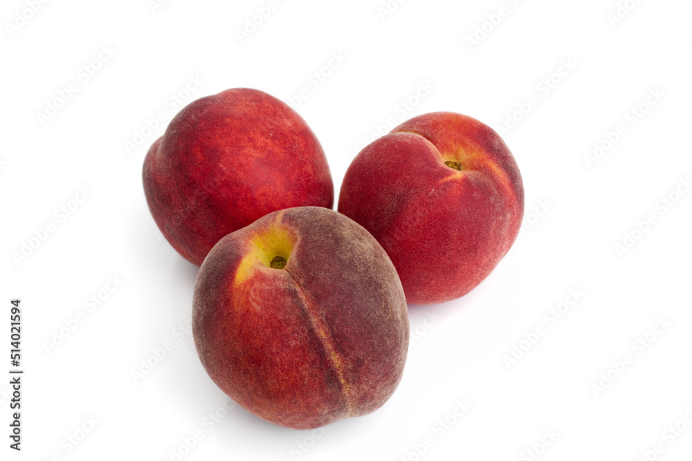 three fresh and ripe red peaches three fresh and ripe red peaches