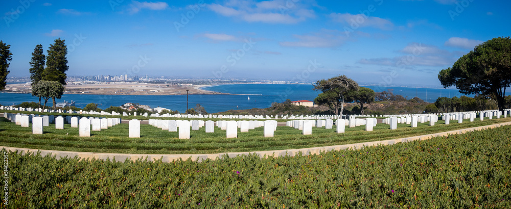 San Diego, California, looking at the Fort Rosecrans National Cemetery (Proceeds Donated to Veterans) Panorama