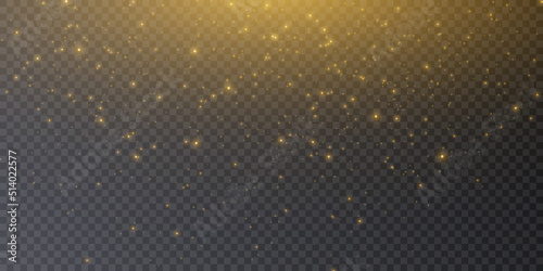 Abstract twinkling bright lights. Magic gold dust and highlights. Festive background. glare effect