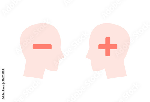 Negative mindset vs positive mindset image. Clipart image isolated on white background