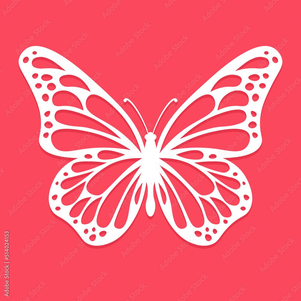 Vettoriale Stock Butterfly laser cut stencil template. Clipart image  isolated on white background | Adobe Stock
