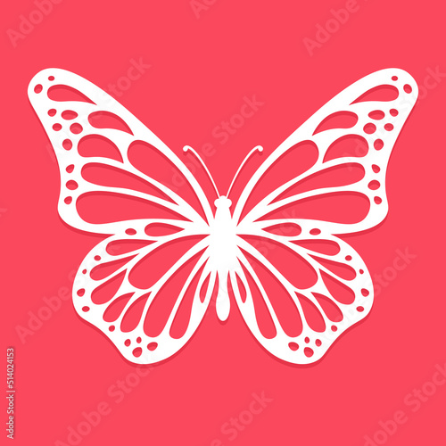 Butterfly laser cut stencil template. Clipart image isolated on white background