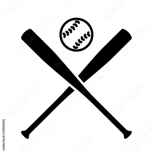 Fényképezés Crossed baseball bats and ball icon