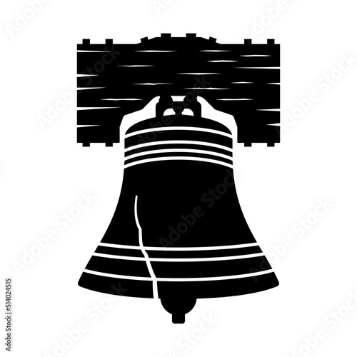 Liberty bell vector silhouette icon. Clipart image isolated on white background