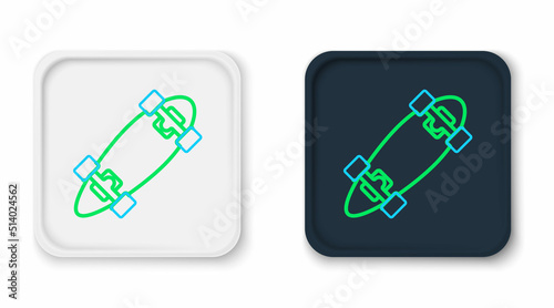 Line Longboard or skateboard cruiser icon isolated on white background. Extreme sport. Sport equipment. Colorful outline concept. Vector
