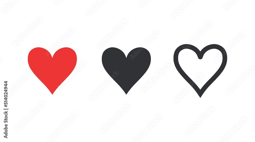 Heart shape vector icon set Heart shape vector icon set