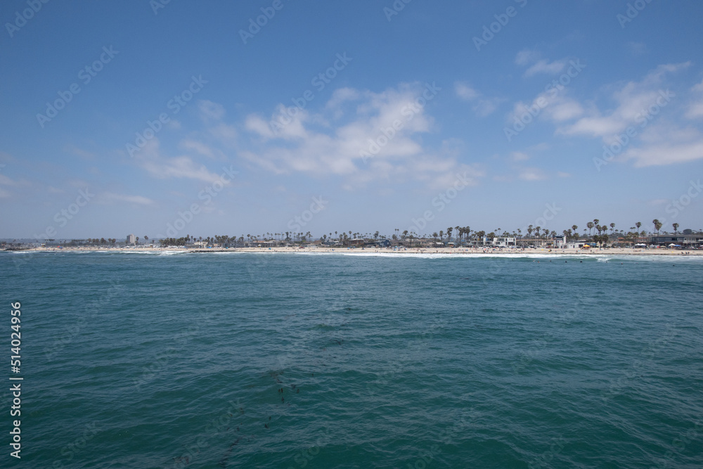 San Diego, California looking at a Panorama of Ocean Beach from the Fishing Pier