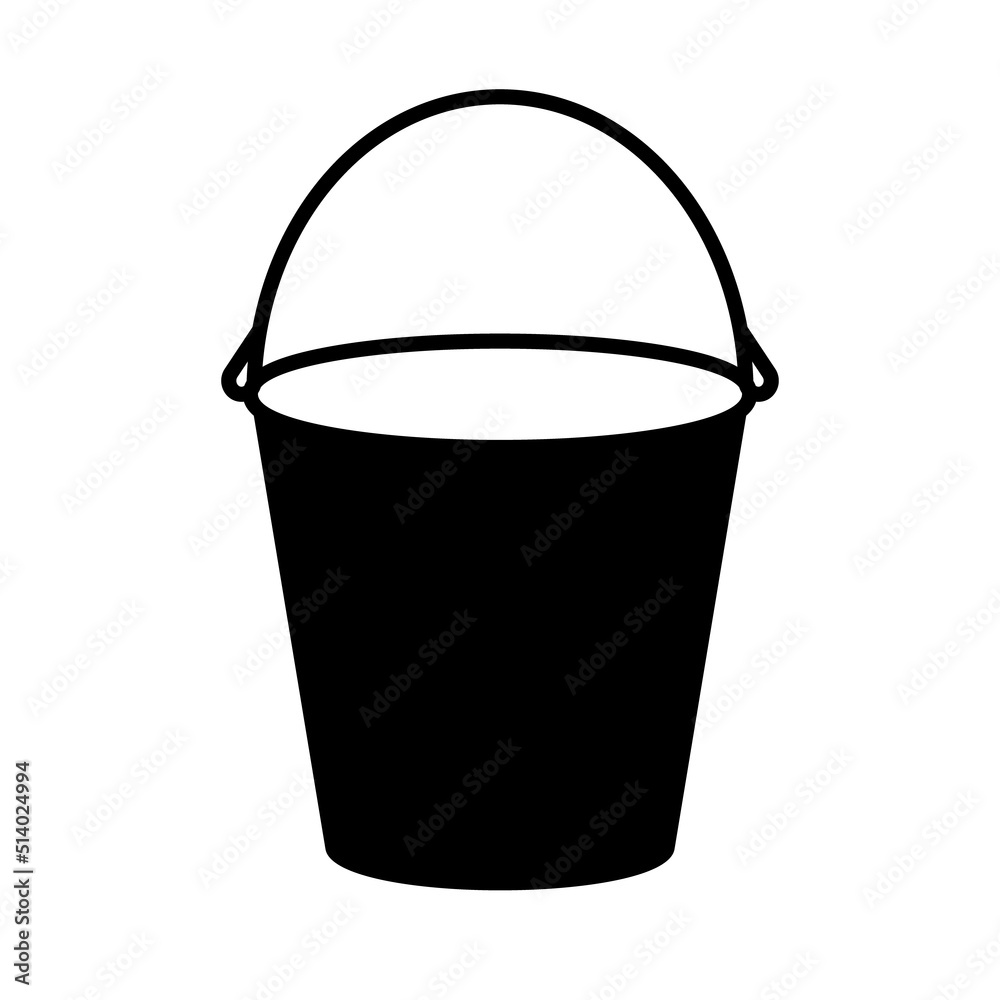 Beach bucket silhouette icon. Clipart image isolated on white background Beach bucket silhouette icon. Clipart image isolated on white background